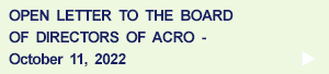 Open Letter to Board of Directors of ACRO