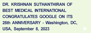 Suthanthiran Congratulates Google on 25th Anniversary